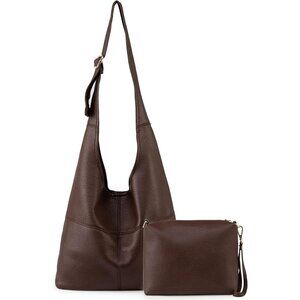 Women Coffee Imported Vegan Leather Ultra Soft Foldable Shoulder Slouchy Bag